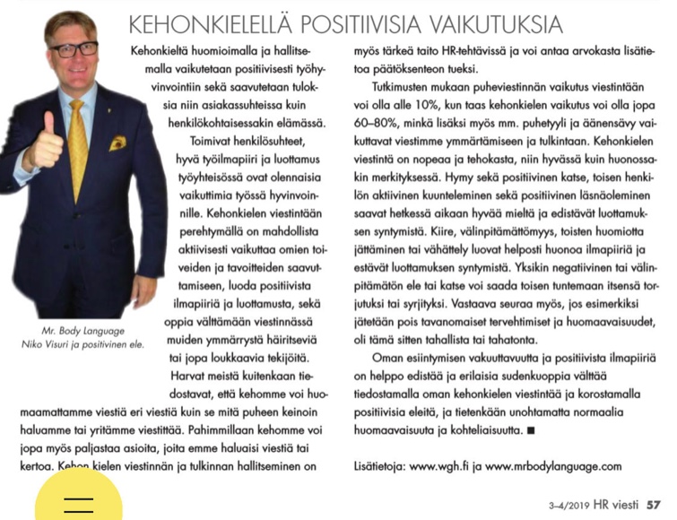 Kehonkielellä positiivisia vaikutuksia